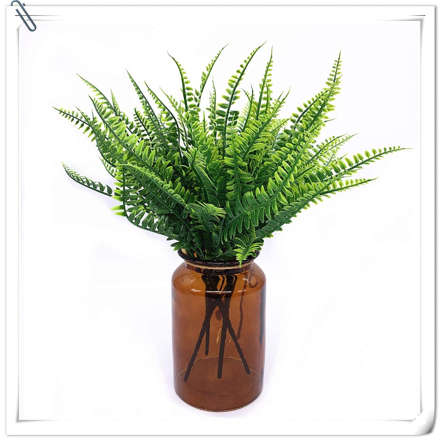 Artificial Boston Fern Plant Bushes 4 Pack Plastic Shrubs Grass Leaves Fake Plants Outdoor Indoor Greenery Home Garden Décor UV Resistant Table Centerpieces DIY Decoration Planting Filler