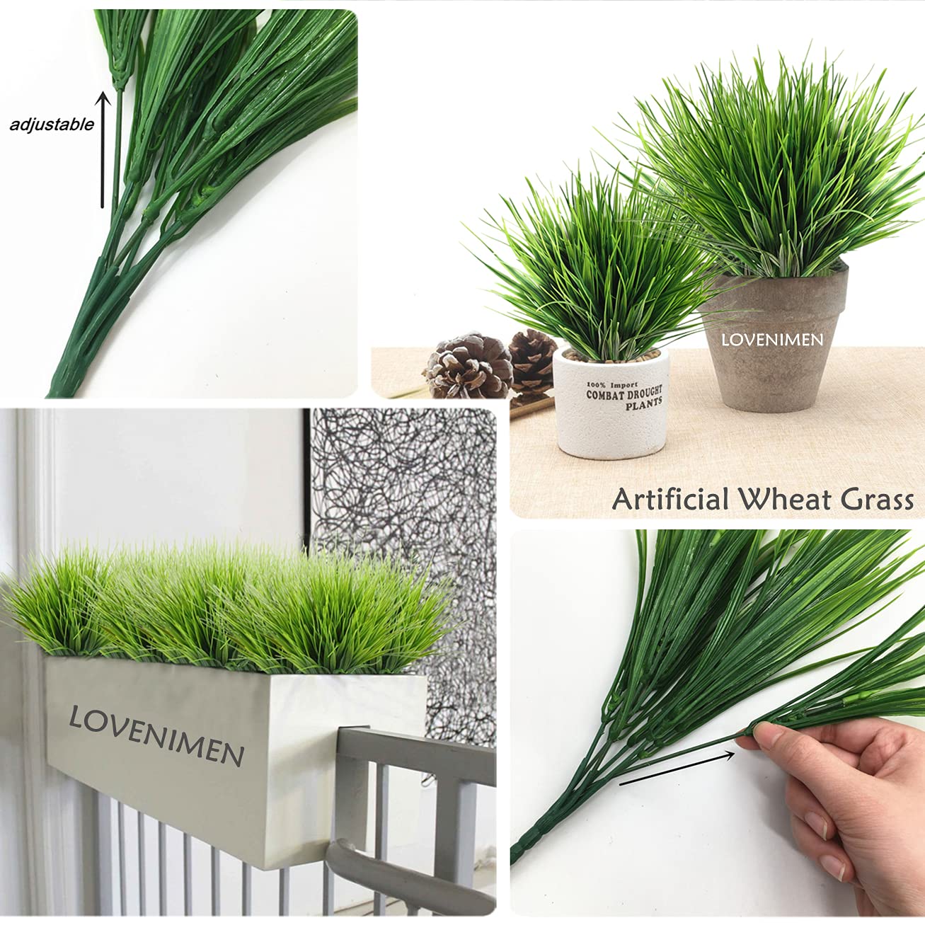 Artificial Boston Fern Plant Bushes 4 Pack Plastic Shrubs Grass Leaves Fake Plants Outdoor Indoor Greenery Home Garden Décor UV Resistant Table Centerpieces DIY Decoration Planting Filler