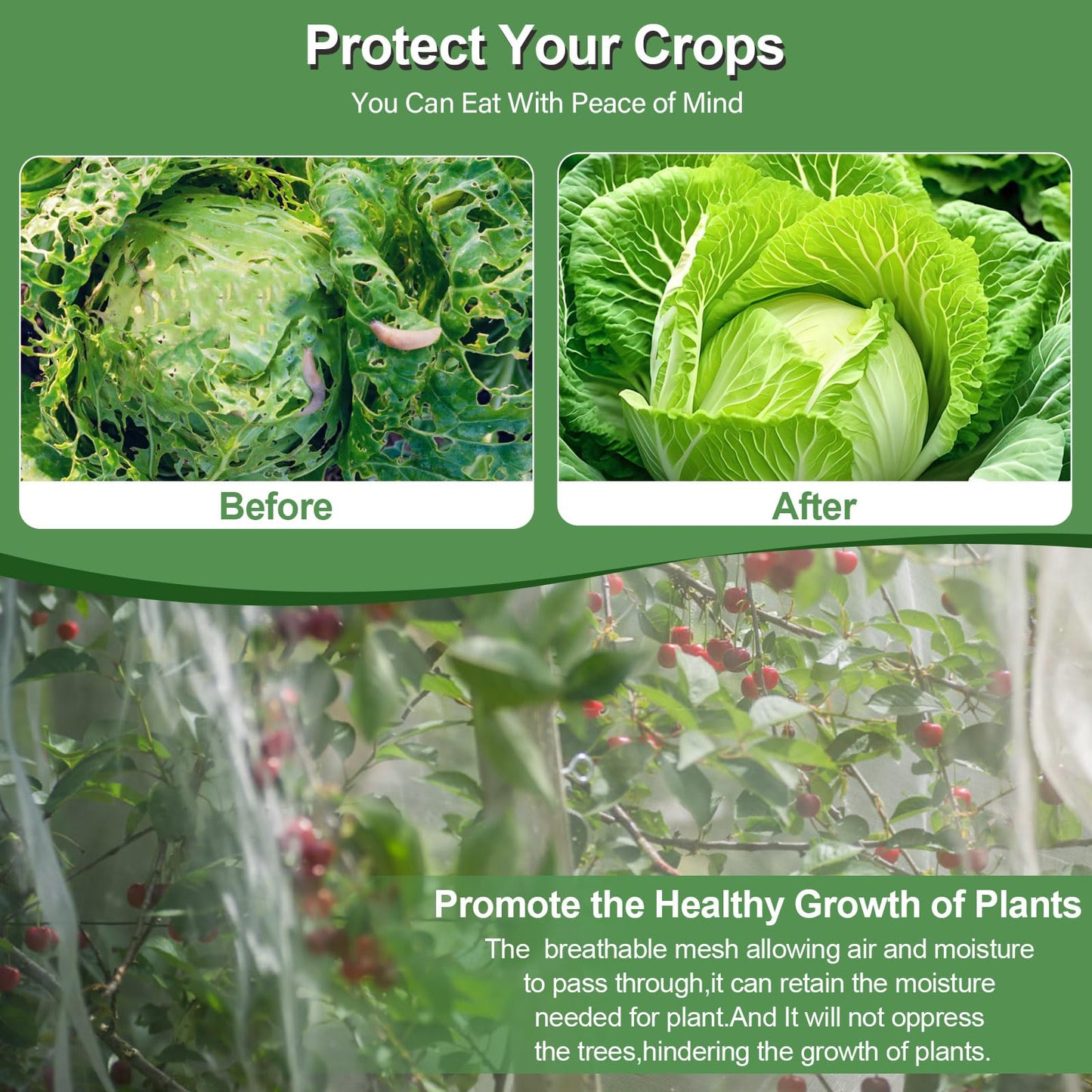 Premium Garden Netting Blueberry Bush Netting Cover Garden Plant Covers Bags with Zipper & Drawstring, Fine Mesh Netting for Garden Protection, Garden Mesh Netting for Fruit Tree Shrubs (S)