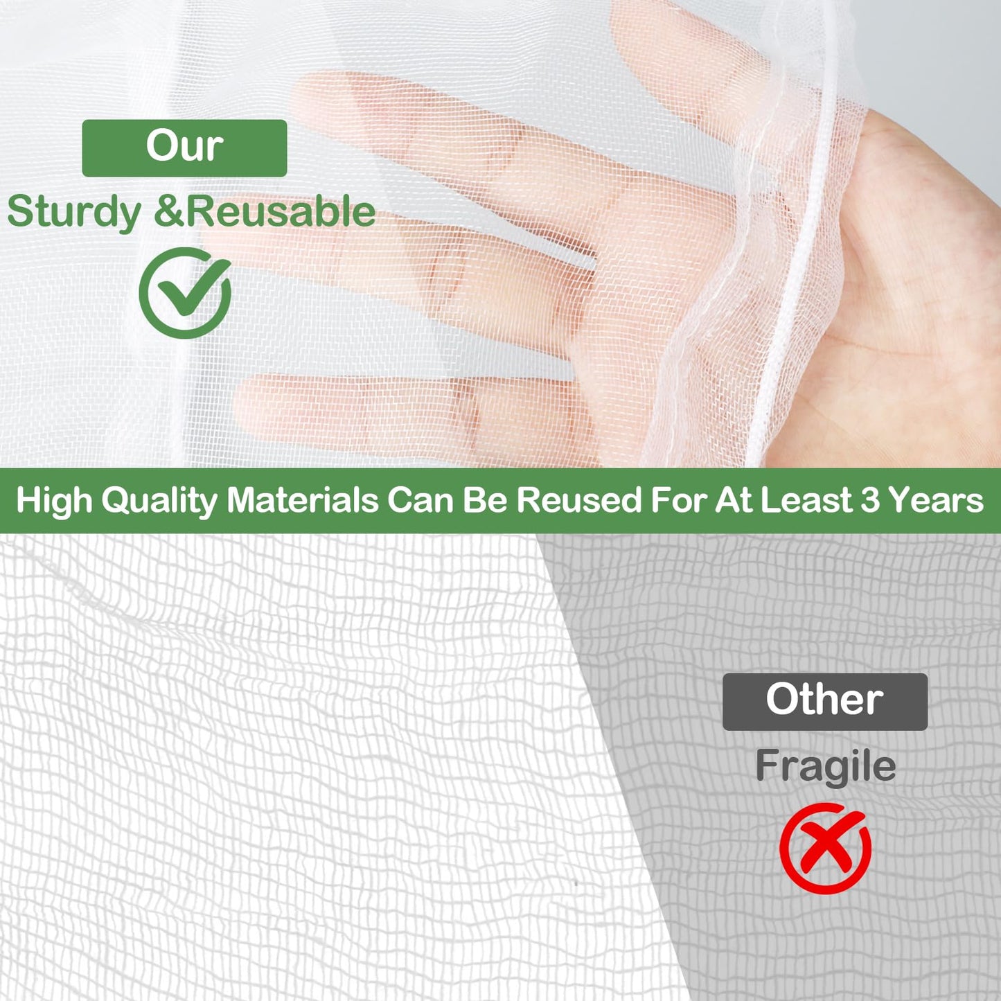Premium Garden Netting Blueberry Bush Netting Cover Garden Plant Covers Bags with Zipper & Drawstring, Fine Mesh Netting for Garden Protection, Garden Mesh Netting for Fruit Tree Shrubs (S)