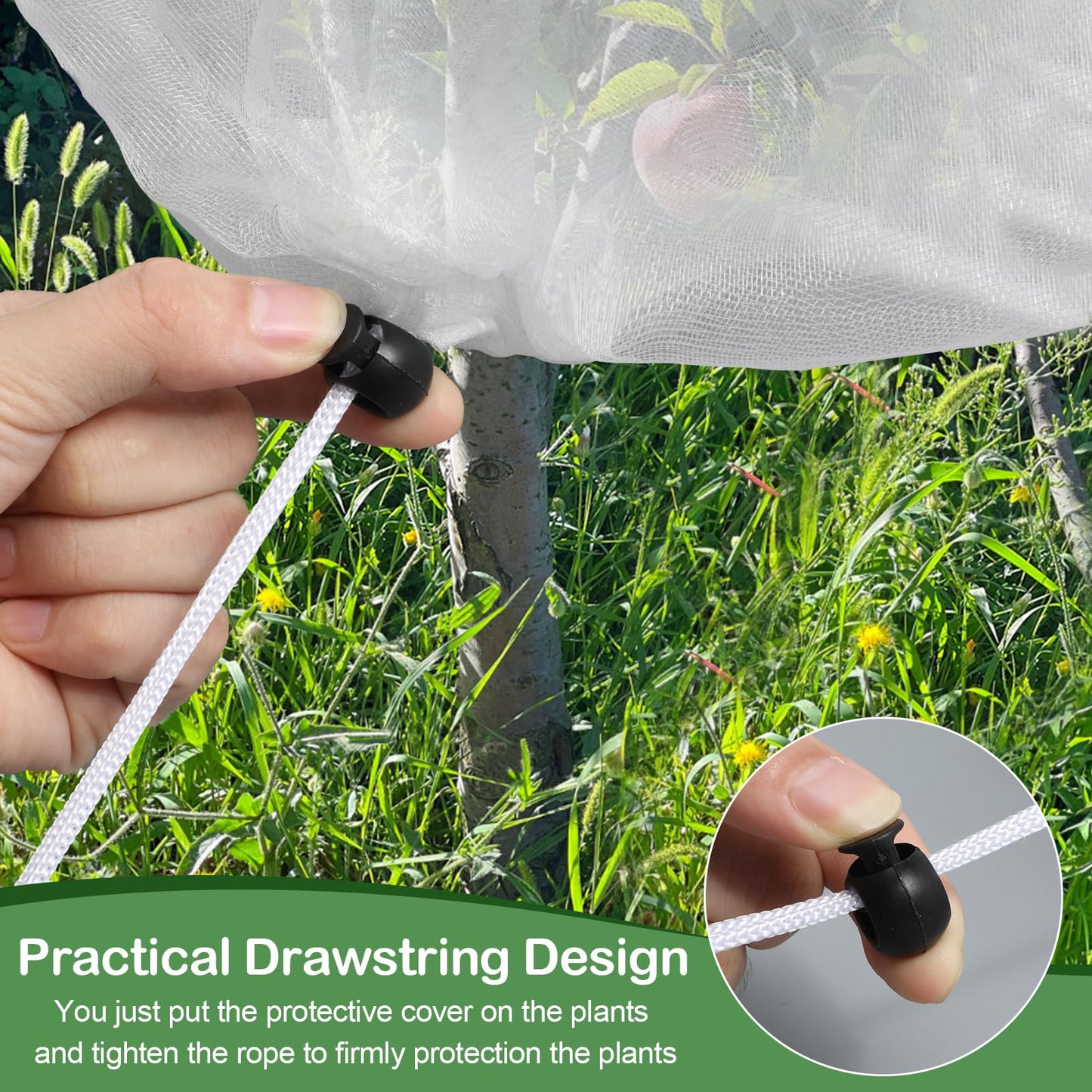 Premium Garden Netting Blueberry Bush Netting Cover Garden Plant Covers Bags with Zipper & Drawstring, Fine Mesh Netting for Garden Protection, Garden Mesh Netting for Fruit Tree Shrubs (S)